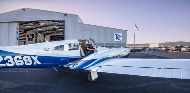 TCC Aircraft sits on the tarmac in front of the TCC hangar.