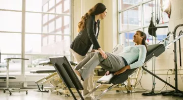 TCC student in the physical therapist assistant program works with a patient