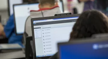 Student looking at computer screen