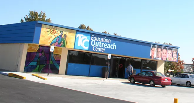 TCC Education Outreach Center building viewed from the parking lot.