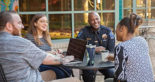 TCC students meeting with Tulsa Police Chief Wendell Franklin