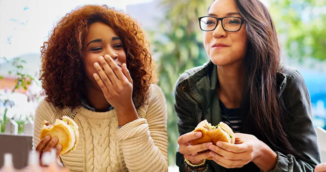 two people eating