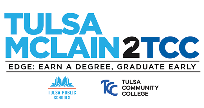 Tulsa McLain to TCC. EDGE: Earn a Degree. Graduate Early. Tulsa Public Schools. Tulsa Community College. Pilot Expansion.