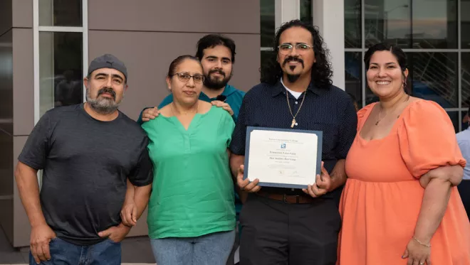 TCC Cyber Skills Center Graduate, Francisco Lara Loza with family