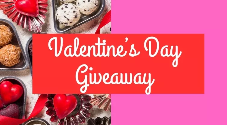 Valentines Day giveaway flyer with chocolates